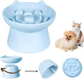 Unbreakable Raised Slow Feeder Bowl for Cats and Small Dogs, Elevated Cat Bowls, Detachable Slow Feede Bowl, Heavy Weighted, Non-Slip Feeder, Dry & Wet Food, Whisker Friendly (Blue; 6.2'') by FullCharm