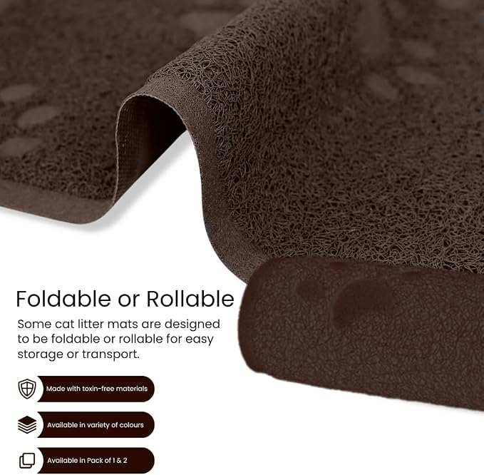 Andalus Medium Cat Litter Mat, Pack of 2 - Waterproof, Non-Slip & Easy to Clean Cat Litter Box Mat for Extra Efficient Pet Litter-Trapping, Brown (23.5” X 15.75”) - Image 6
