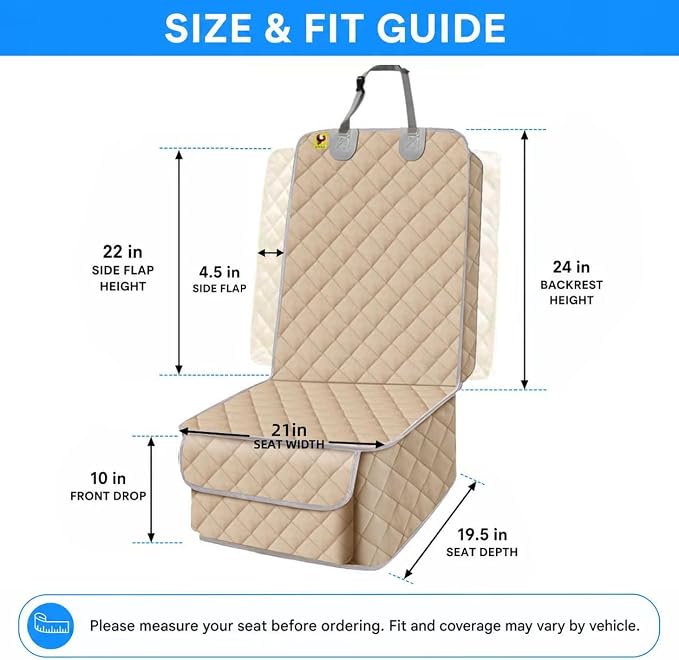 Bark Lover Deluxe Dog Seat Cover for Front Seat-More Durable Spill-Resistant Front Seat Protector, High Heat Resistant and Nonslip Front Seat Cover for Dogs Kids, Universal Size(Warm Beige,2 Pack) - Image 5