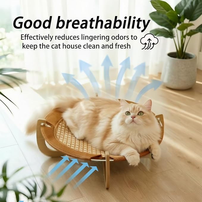 Summer Rattan Breathable Cat Bed，Pet Cooling Mat，Detachable pet Hammock, cat Hammock - Image 7