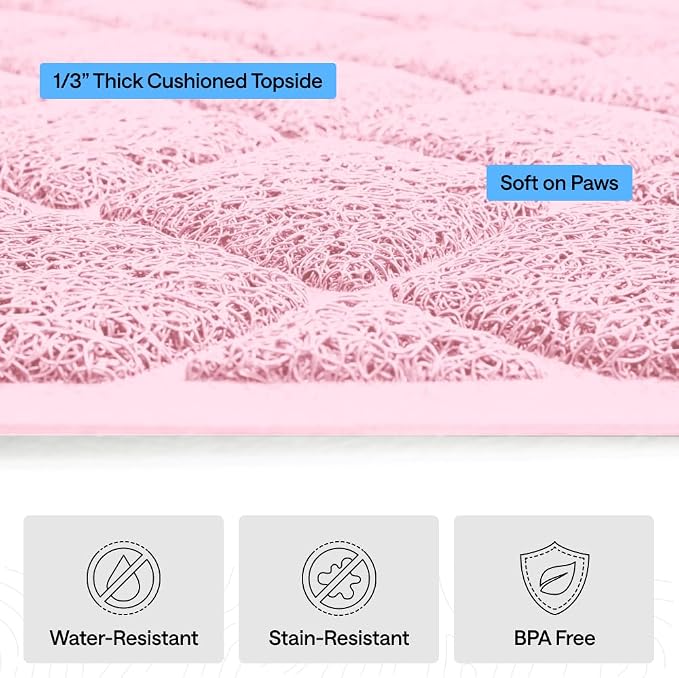 GORILLA GRIP Cat Litter Box Mat, Cushioned Coil Mesh Litter Trapping Mats, Scatter Control Supplies for Less Mess, Phthalate Free, Ultra Deep Catch Grooves, Rinse or Vacuum to Clean, 17x11 Light Pink - Image 5