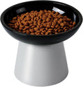 LoeJan Elevated Cat Food and Water Bowls Set, Extra Wide and Raised Ceramic Feeder, Anti-Vomit Whisker-Free Pressure Feeding Bowl for Kittens Adult Small Dogs (Black, Food Bowl) by LoeJan
