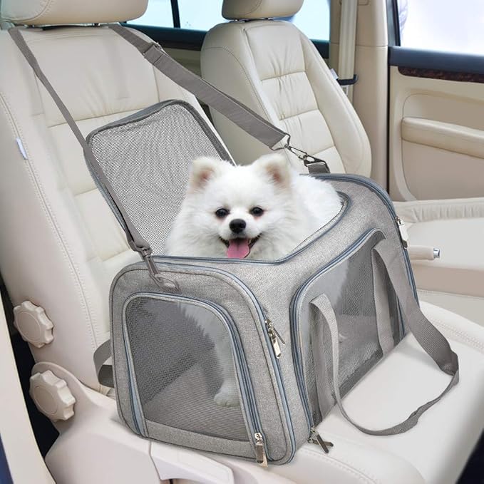 Henkelion Large Cat Carriers Dog Carrier Pet Carrier for Cats Dogs Puppies up to 25Lbs, Big Dog Carrier Soft Sided, Travel Puppy Carrier - Large - Grey - Image 5
