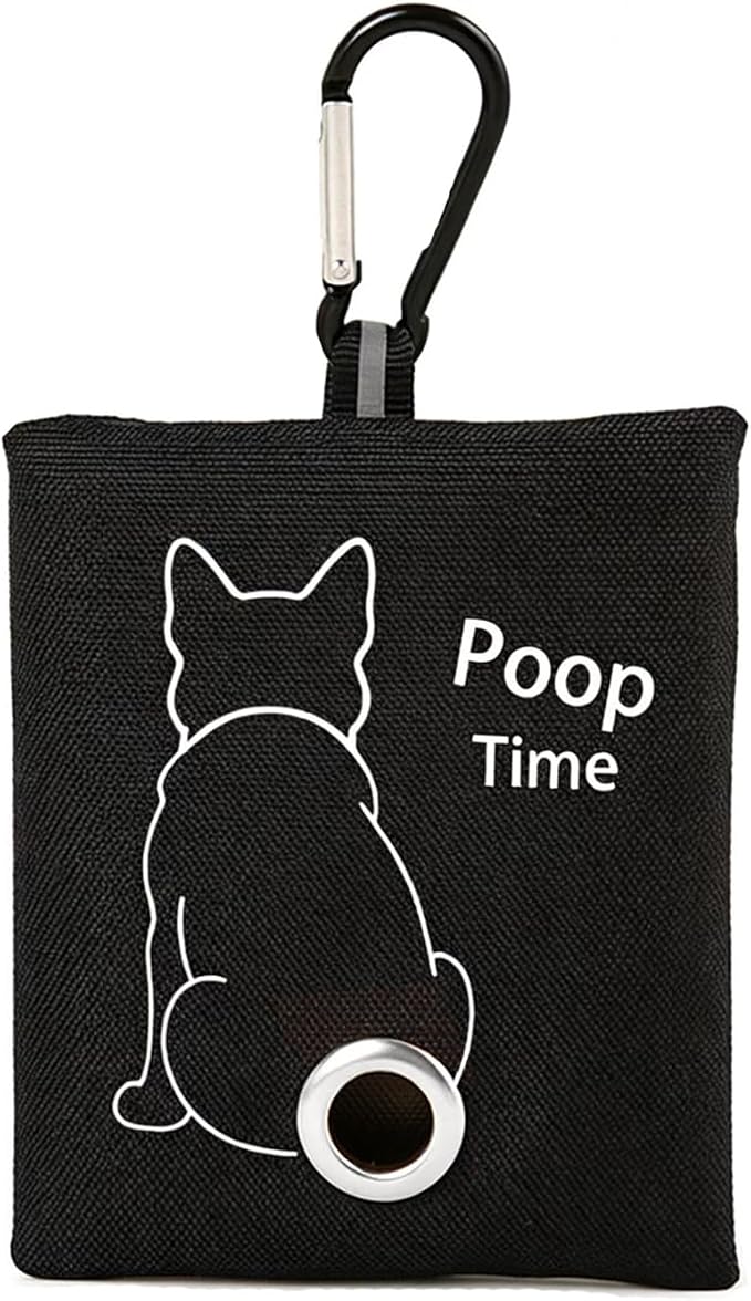 Black Leash Bag Holder Dog Poop Bag Holder with Clip (Black) | With Carabiner Clip, Easy Bag Dispensing, Leash Attachable, Funny Design by Trantranapa