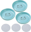 Lusifaco Shallow Wide Cat Food Bowls Anti Whisker Fatigue (Blue, 3 Pack) | 5.9 Inch 2 Height Raised Ceramic Cat Dishes with Bamboo Stand, Flat Pet Water Food Plates Feeding Station for Indoor Kitten by MakesMealsMoreEnjoyable