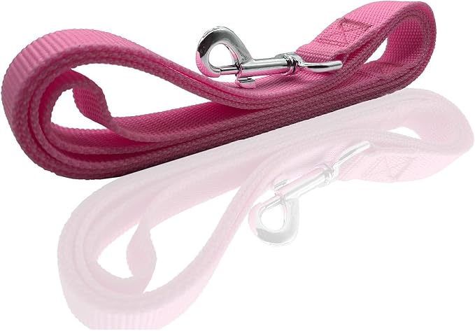 Nylon Dog Leash 4 Ft 5 Feet 6 Foot Long, Walking Training Dog Leashes for Medium Large Dogs, 1 Inch Wide (1" X 5 ft, Pink) - Image 3