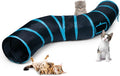 Sheldamy Cat Tunnel, S-2-Way Cat Tunnels for Indoor Cats, Collapsible Cat Play Tunnel, Interactive Toy Maze Cat House with 1 Play Ball for Cats, Puppy, Kitty, Kitten, Rabbit (Blue & Black) by Sheldamy