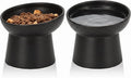 YauYik Ceramic Elevated Cat Bowls - 15°Tilted Cat Food Bowls for Indoor Cats, Whisker Fatigue Relief Shallow Cat Bowl, Anti Vomiting Raised Cat Feeding Bowls,8 Ounces, Black, 2 Pack by YAUYIK