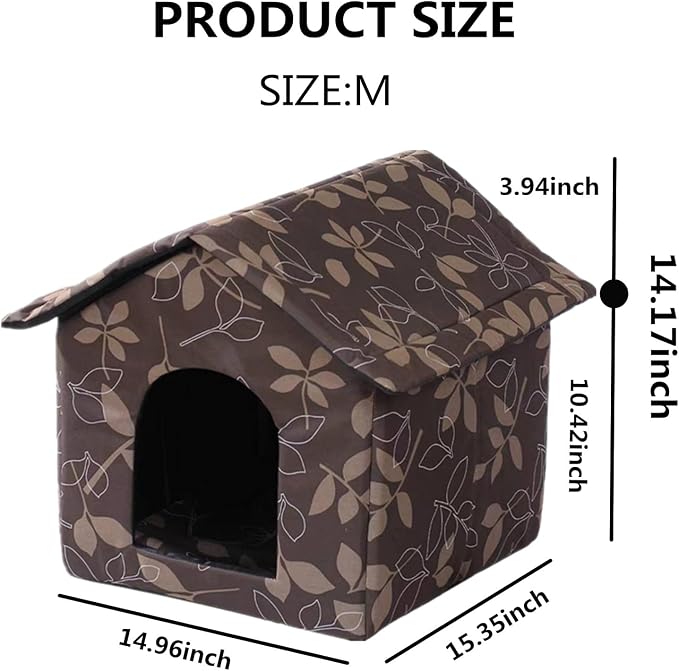 Outdoor Cat House Cat House for Outdoor and Indoor Use - Waterproof Shelter for Cats, Dogs, and Feral Animals (Brown, Medium) - Image 3