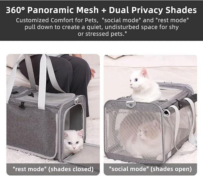 Cat Carrier Soft Sided Dog Carrier Airline Approved Pet Carrier for Small Dog/Cat Bag (17.32" L×10.63" W×9.84" H) with 1 Poop Bags and 5 Pee Pads,Ideal for Medium-Large Cats Small Dogs - Image 9