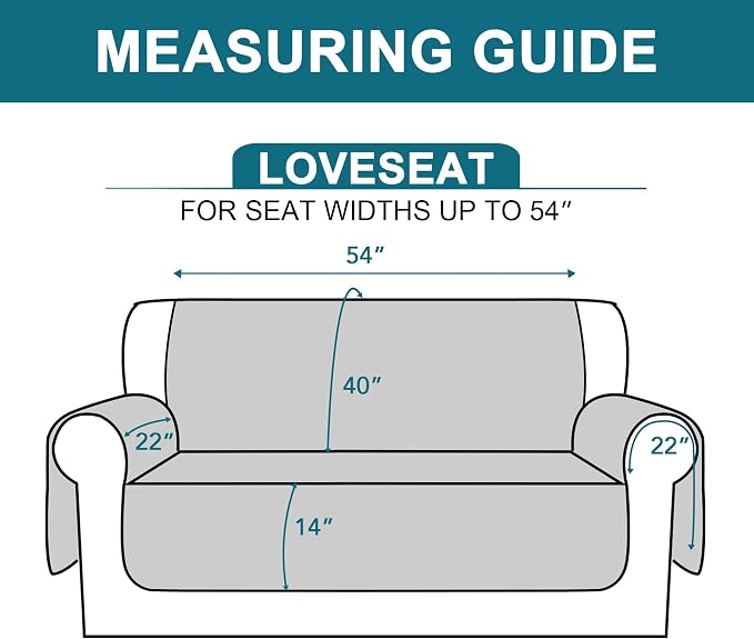 Turquoize 100% Waterproof Couch Cover Sofa Covers for 2 Cushion Couch Loveseat Covers Triple Non-Slip Couch Cover for Dogs Washable Furniture Protector Cover for Pets, Kids (Loveseat 54",Stone Blue) - Image 5