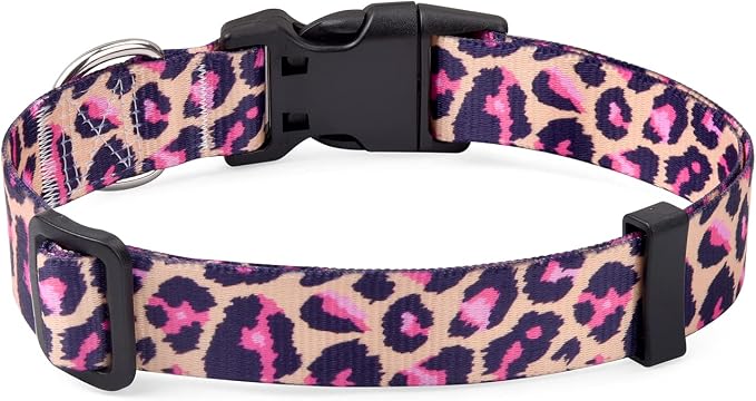 Mihqy Dog Collar for Small Dogs, Fashion Design, Pink Leopard,S | Neck Fit 9.8"-15.7", Multiple Patterns，4 Sizes for Small Medium Large Dogs, Comfortable for Walks and Outdoor Hikes by Mihqy