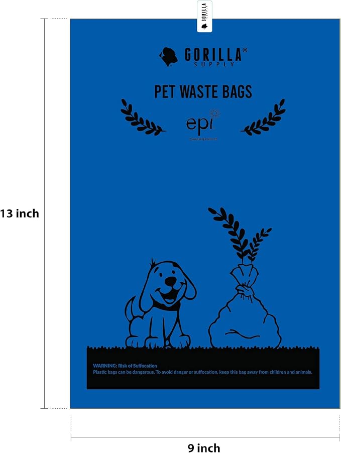GORILLA SUPPLY 1000 Dog Poop Waste Bags with Dispenser and Leash Tie, 9" x 13", Blue, 1000 Count - Image 7