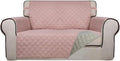 PureFit Reversible Quilted Couch Covers for Dogs Loveseat Sofa Cover 46.5” | Pink/Beige, Water Resistant Couch Protector, Washable Pet Couch Cover with Non Slip and Elastic Straps For Kids by PureFit