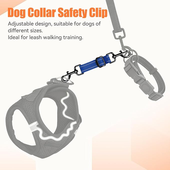 Dog Collar Safety Clip, Reflective Double-Ended Backup Connector for Harness to Collar, Adjustable Safety Clip for Prong, Pinch Collars, Prevents Escapes & Accidental Disconnection - Image 5