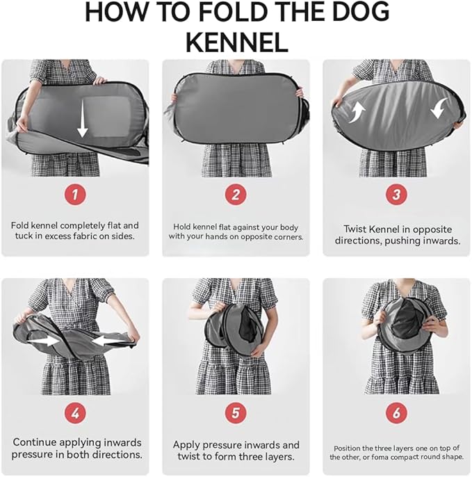 36 Inch Foldable Dog Kennel for Large Dogs, Portable Waterproof Pop-Up Pet Crate, Indoor Outdoor Travel Car Seat Kennel (Grey) - Image 5