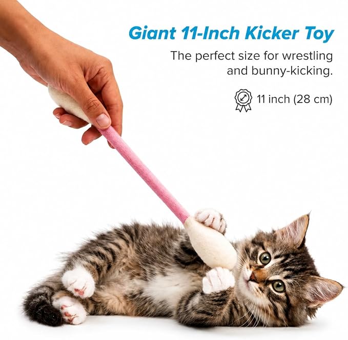 Glaciart One XXL Swabs Cat Toys with Catnip - 2 Pk | Durable for Chew, Cute Cat Toys Interactive Kitty for Boredom, Exercise, & Play | Filled w/Organic Catnip for Anxiety & as Digestive Aid - Image 2
