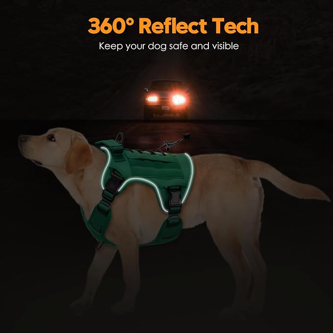 Heavy-Duty Tactical Dog Harness for Large Dogs, No Pull Adjustable Reflective Pet Vest with Molle System, K9 Military-Grade Control for Service Training, Outdoor & 10+ Breeds, Turquoise, X-Large - Image 5