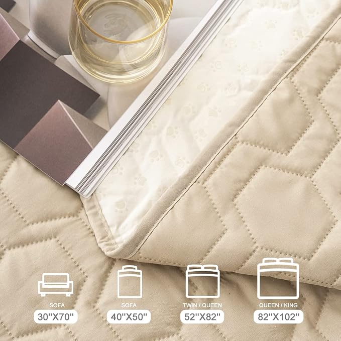 Tcksstex Waterproof and Non-Slip Dog Bed Cover and Pet Blanket Sofa Pet Bed Mat ，car Incontinence Mattress Protectors Furniture Couch Cover for Most Cats Dogs,Pets（30x70-Beige） - Image 6