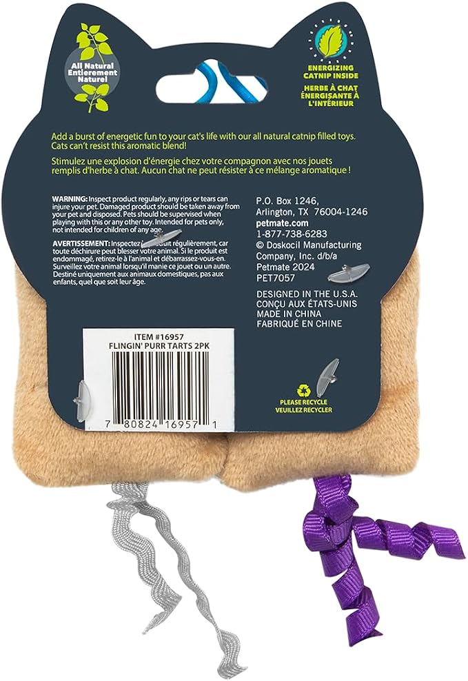 Quirky Kitty Flingin Purr Tarts Catnip Filled Interactive Cat Toys, 2 Pack | Pastry themed pair made for tossing games, sparks batting, chasing and playful energy in felines during active daily sessions - Image 2
