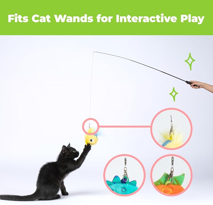 Best Pet Supplies Catify Interactive Cat Toy with Catnip - Fluffy Fish Set | Catnip Infused, 2 Sushi Roll Set, Plush Pull Out Topping Chew Toy, Durable, For Indoor Cats & Kittens, Attaches to Wand - Image 6