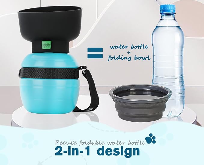 Pecute Portable Dog Water Bottle, 2 in 1 Cat Dog Travel Water Bottle Bowl Leakproof with Double Seal, BPA Free, Lightweight, Pet Small Animal Water Bottel Dispenser for Outdoor Walking Hiking Travels | Leakproof, BPA Free, Lightweight, Puppy Walking Wa... - Image 3