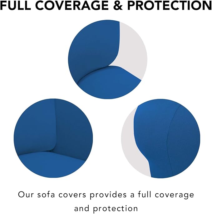 PureFit Stretch Couch Covers for Sofa 4 Seater Slipcovers Classic Blue | 1-Piece Sofa Cover Washable Soft Couch protector, Couch Slipcover with Non Skid Foam and Elastic Bottom for Kids, Dogs - Image 3