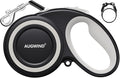 Retractable Dog Leash with Stainless Steel Anti-Chew Cable for Small & Medium Dogs up to 50 lbs | 16 ft Strong Nylon Reflective Tape | Quick Lock System (Medium, White) by Augwind