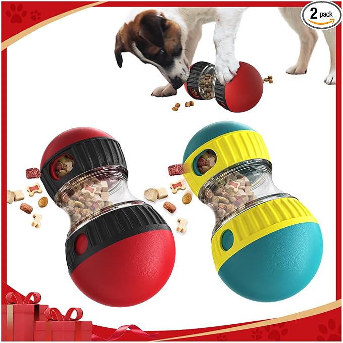 Mankoda Interactive Dog Puzzle Toy, Rolling Treat Dispenser Slow Feeder | Adjustable Kibble Outlet, Mental Stimulation, Reduces Fast Eating, Indoor Dog Enrichment Toy, BPA-Free, GRS Certified, 2PCS by Mankoda