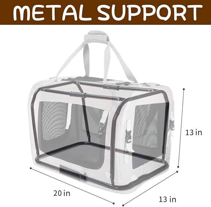 Large Cat Carrier, Portable Soft Sided Road Car Carrier, for Small Dog or Big Cats, 20"x13"x13" Outside Folding Comfortable Design, Black - Image 5
