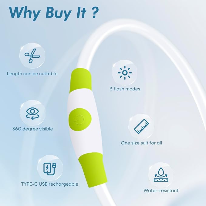 Light Up Dog Collar (Green 70cm) | USB Rechargeable LED Dog Collar for Night Walking, Cut-to-Fit Glowing Safety Collar for Small, Medium & Large Dogs - Image 3