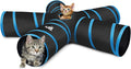 Pawaboo Cat Tunnel Tube 5 Way Tunnels, Blue, 25x53cm | Extensible Collapsible, Play Tent Interactive Toy Maze, Cats House with Balls and Bells by Pawaboo