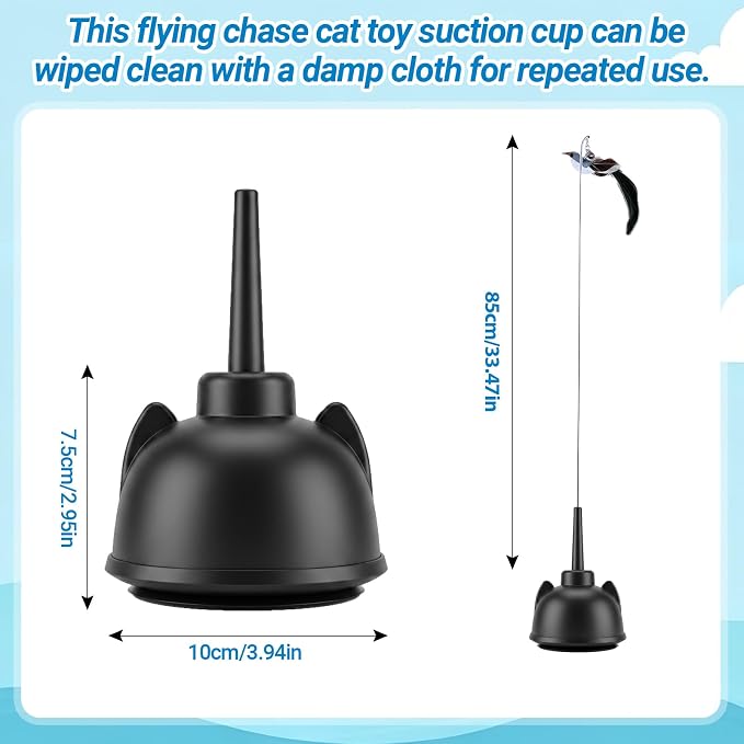 Interactive Cat Toys for Indoor Cats Toy Wand 360° Flying Bird Cat Toy | 2 Speed Adjustable Flying Bird Cat Toy Automatic Cats Toys with Self ON/OFF Feather Toy Suction Cup Electric Cat Teaser Wand - Image 6