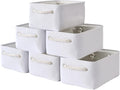 TheWarmHome Storage Basket for Organizing - Small 6 Pack 11.8x7.8x5.2 inch Gifts for Empty with Rope, Fabric Storage Cubes for Decorative Cloth Dog Livehome (White) by TheWarmHome