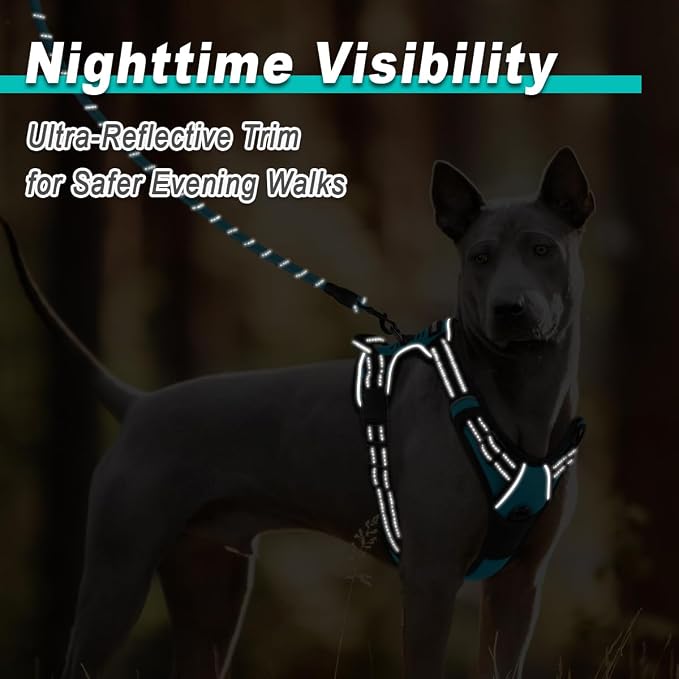 BARKBAY Dog Harness No-Pull Pet Harness Adjustable Outdoor Pet Vest 3M Reflective Oxford Material Vest for Dogs Easy Control for Small Medium Large blue Dogs (M) | Control Handle,Comfort,Heavy Duty,Adjustable Reflective,Perfect for Outdoor Training, Wa... - Image 5