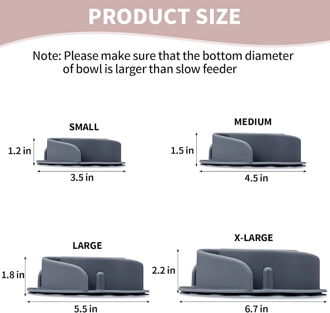 Slow Feeder Dog Bowls Insert, Bestalk Soft Silicone Slow Eating Feeder Insert with Suction Cups for Small, Medium and Large Dogs, Fit into Basic and Elevated Dog Bowls, Grey - Image 3