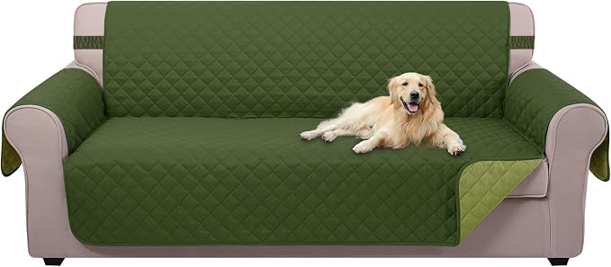 U-NICE HOME Reversible Sofa Cover Couch Cover for Dogs, Huntergreen/Sage | 68''Sofa Mat Washable, Pet Friendly, Elastic Straps, Water Repellent, Furniture Protector for 3 Cushion Couch by U-NICEHOME