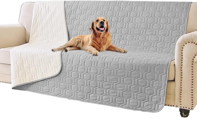 Tcksstex Waterproof and Non-Slip Dog Bed Cover and Pet Blanket Sofa Pet Bed Mat ，car Incontinence Mattress Protectors Furniture Couch Cover for Most Cats Dogs,Pets（52x82-Light Grey） by TcksstexFauxFurDogBedCover