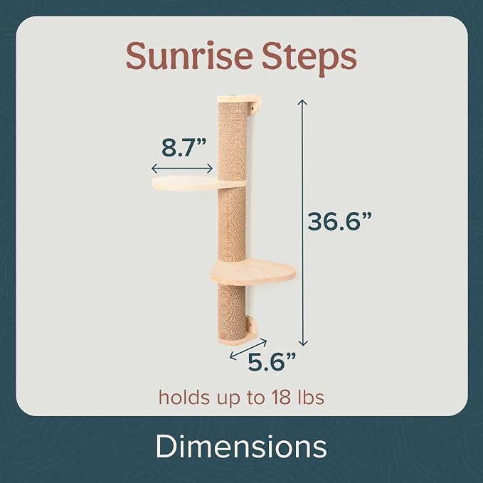 Cat Climbing Wall System – Modern Floating Shelves & Perches for Cats - Sunrise Steps | Ascentials by FurHaven - Image 2