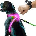 noxgear LightHound Light Up Reflective Dog Harness and Wrist Light, Medium | 360° Light Up Reflective Dog Harness, 8 Colors & 6 Modes, USB Rechargeable, Adjustable, Rainproof, LED Fiber Optic by Noxgear