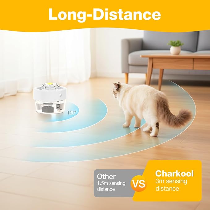 Cat Water Fountain, 1000ml Wireless Cat Water Fountain | Rechargeable Battery Operated,120° Wide-Angle Sensor, Automatic Pet Water Fountain with Quiet Pump for Cats/Dogs - Image 4