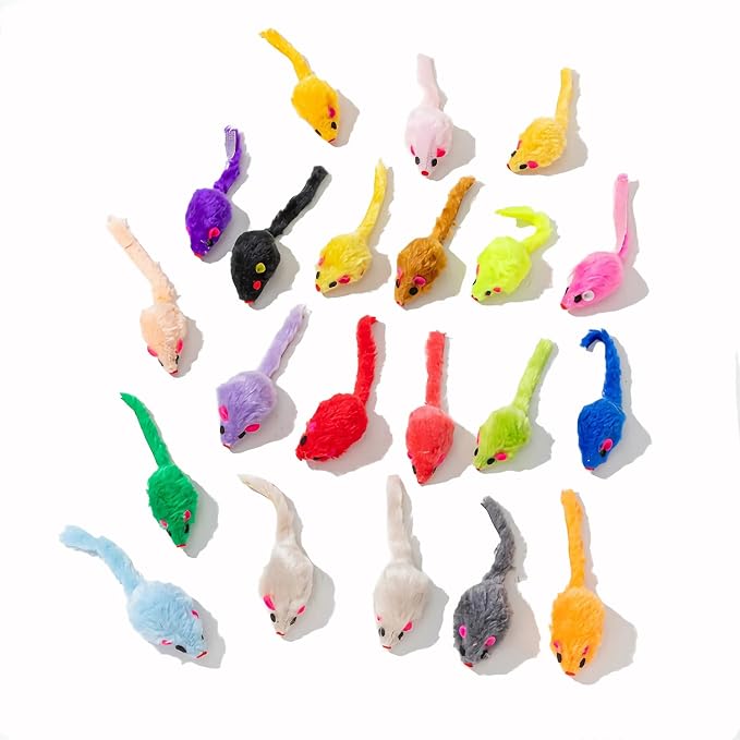 12PCS Cat Mouse Toys, Faux Fur Interactive Catnip Mice | Realistic 3.9in size with a durable plastic body and rattling sound, Perfect for indoor Cats, Kittens and Puppies - Image 4