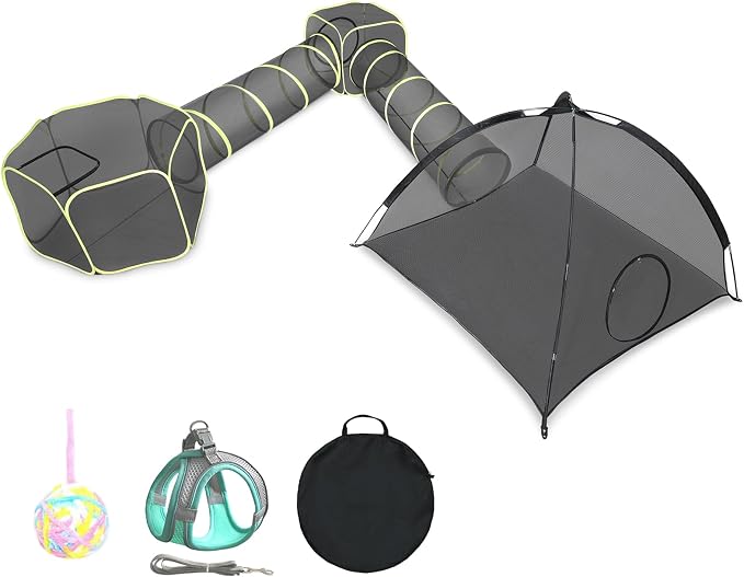 Wilwolfer 5 in 1 Cat Enclosure - Outdoor Cat Tent with Tunnel & House - Portable Pet Playpen for Cats, Puppies & Small Animals - Image 2