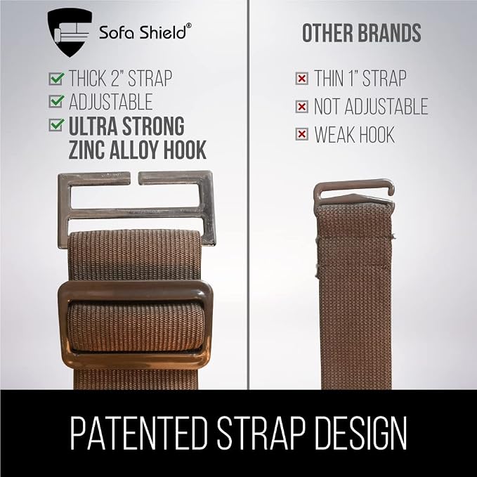 Sofa Shield® Couch Chair and Half Slip Cover for Dogs with Strap, Charcoal | Reversible Furniture Protector, Stain and Tear Resistant Cushion Cover, Machine Washable Slipcover for Pets, Cats 70 inch - Image 7