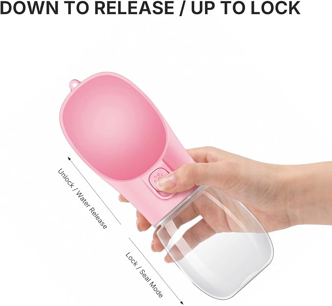 Portable Dog Water Bottle, Leak Proof Pet Water Dispenser with One-Button Water Release, O-Shaped Drinking Trough, 10 OZ Travel Water Bottle for Walking Hiking - Image 2