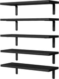 DOLLFIO Floating Wall Shelves, Decor & Storage, Black, 16.5'', 5Pcs by DOLLFIO