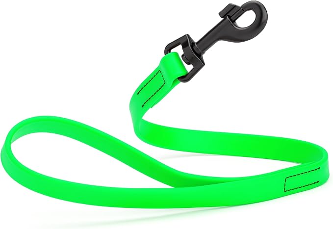 Dogline Biothane Waterproof Dog Leash Strong Coated Nylon Webbing with Black Hardware Odor-Proof Easy to Clean High Performance for Small or Large Dogs Made in USA 2 ft Lead, Tropical Green by Dogline