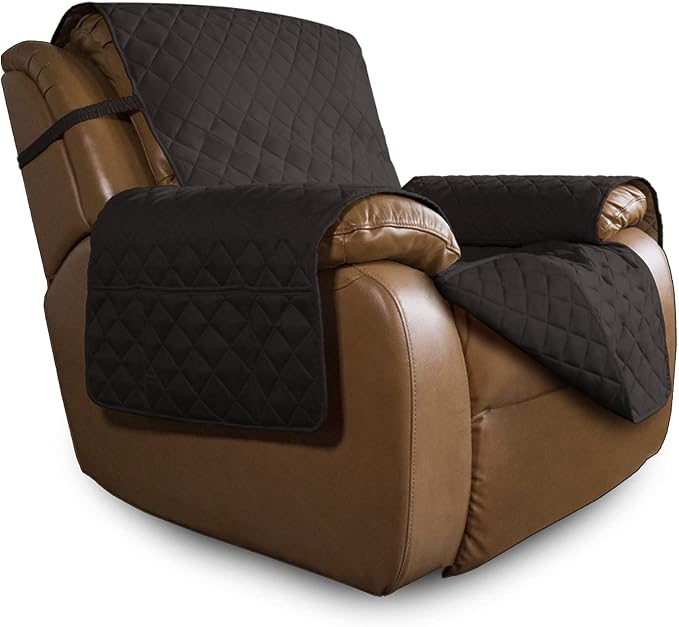 Easy-Going Oversized Recliner Chair Cover Reversible Sofa Cover Water Resistant Couch Cover Furniture Protector with Elastic Straps for Pets Kids Dog Cat (Oversized Recliner, Chocolate/Chocolate) | Machine Washable Slipcover For Dogs, Water Resistant F... by Easy-Going