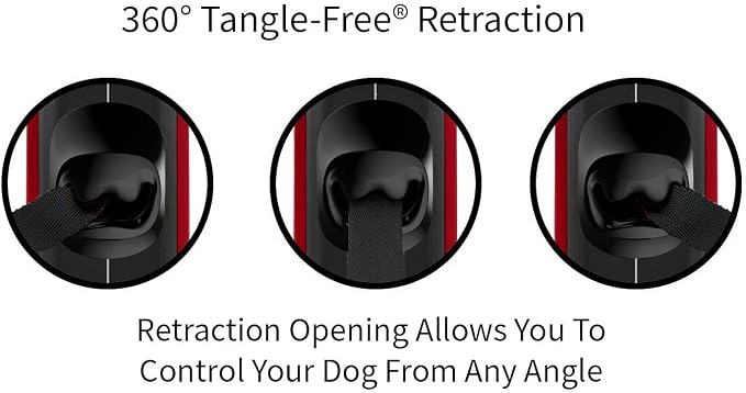 TUG Oval 360° Tangle-Free Retractable Dog Leash with Integrated Waste Bag Dispenser (Medium, Red) - Image 4