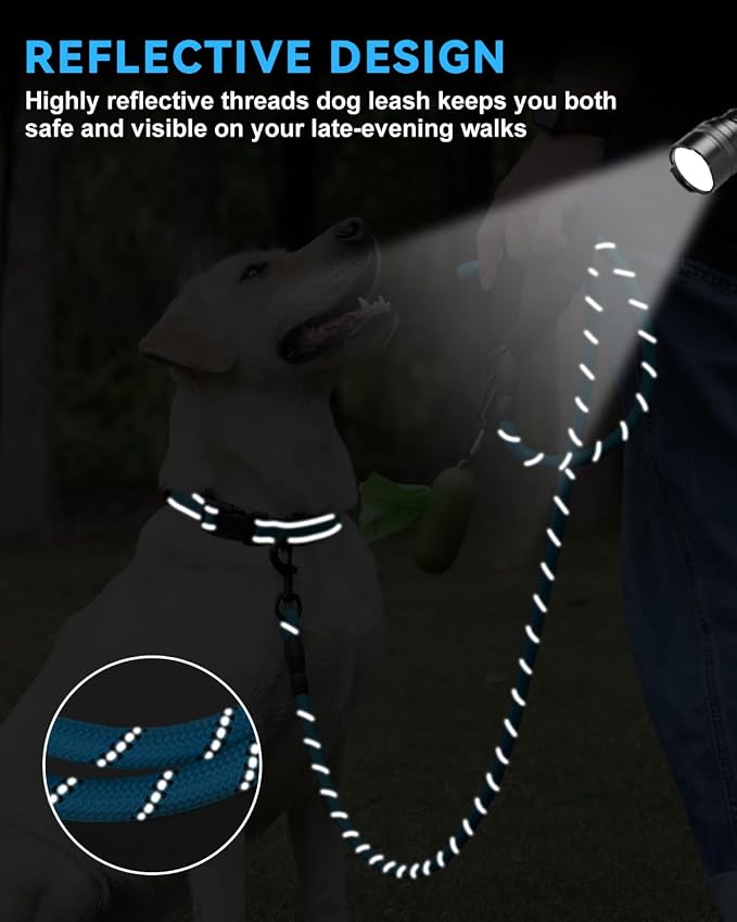 Dynmeow Reflective Dog Collar and Leash Set for Medium Dogs, Blue | Soft Neoprene Padded, 6FT Climbing Rope, Ideal for Daily Outdoor Walking or Indoor Wearing, Night Visible for Safety - Image 4